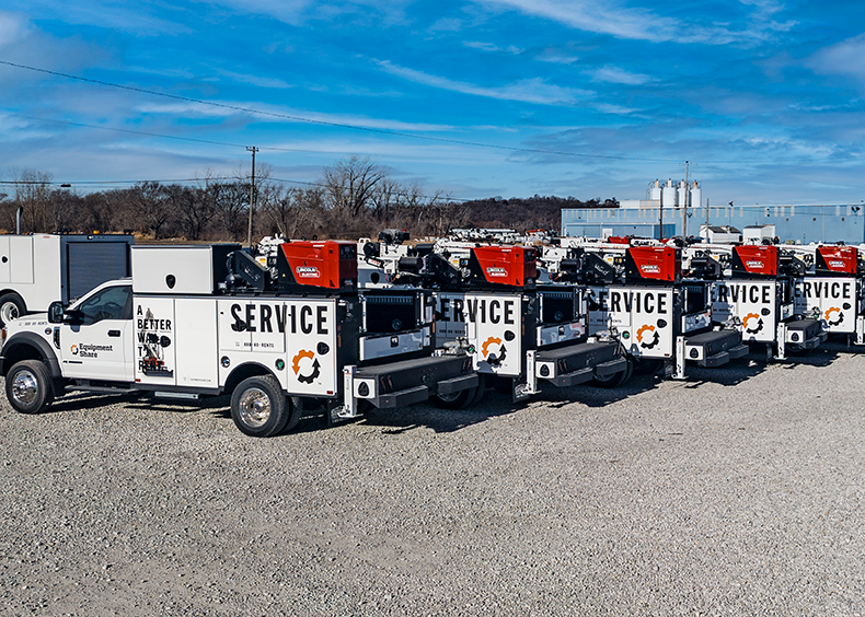 Equipment rental company service truck fleet