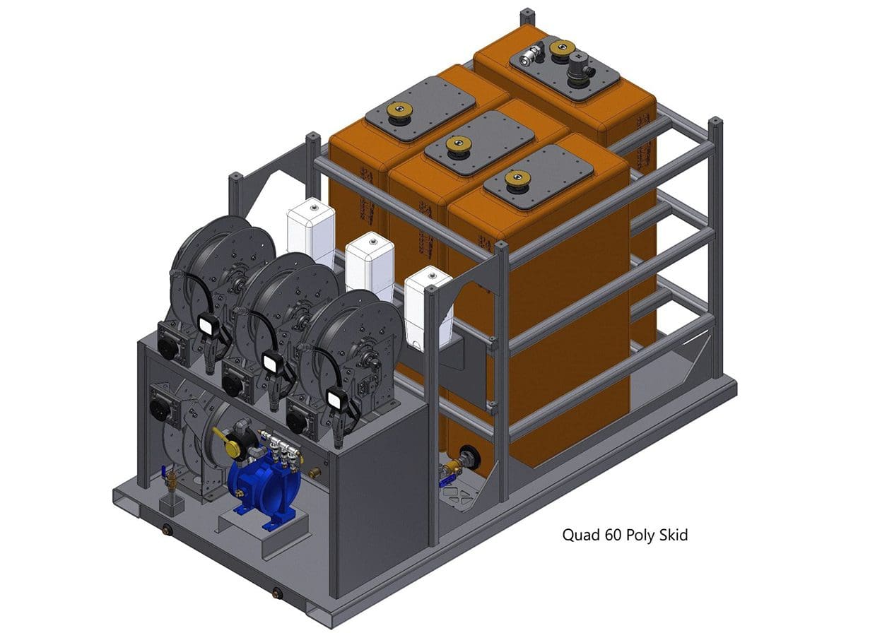 lube skid with four 60 gal tanks