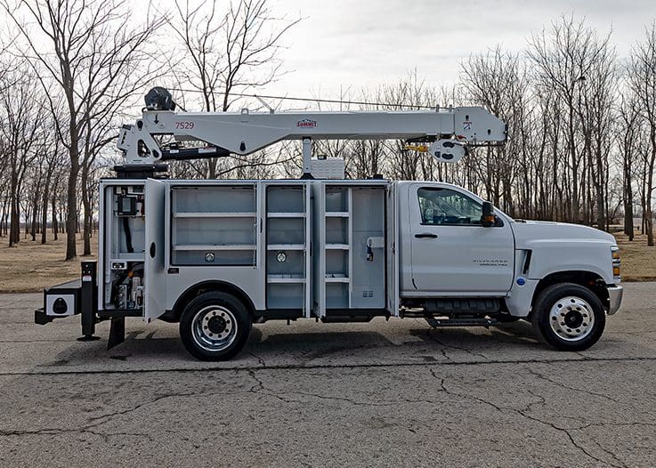 truck body with crane