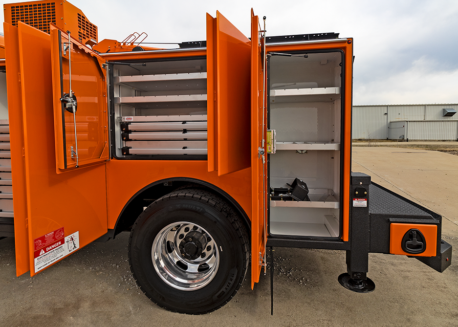 tool storage shelves for service truck