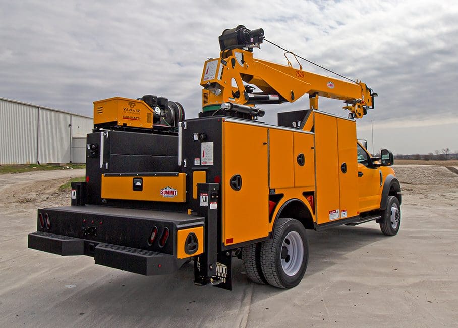 yellow custom mechanics truck body