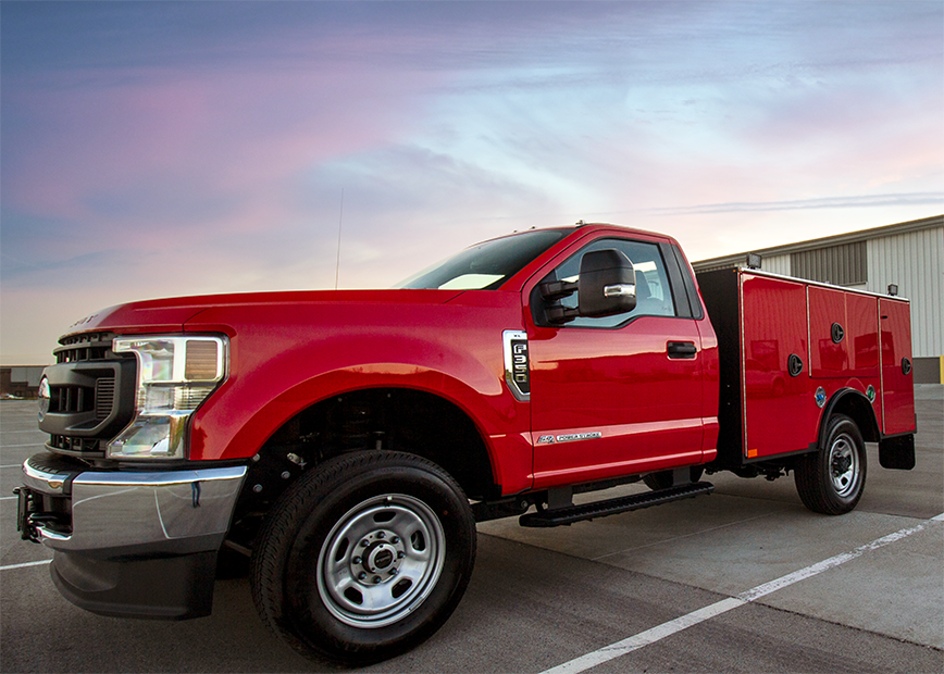 red ford f-350 service truck by Summit Truck Bodies