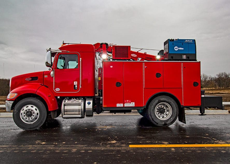 service truck body with custom paint