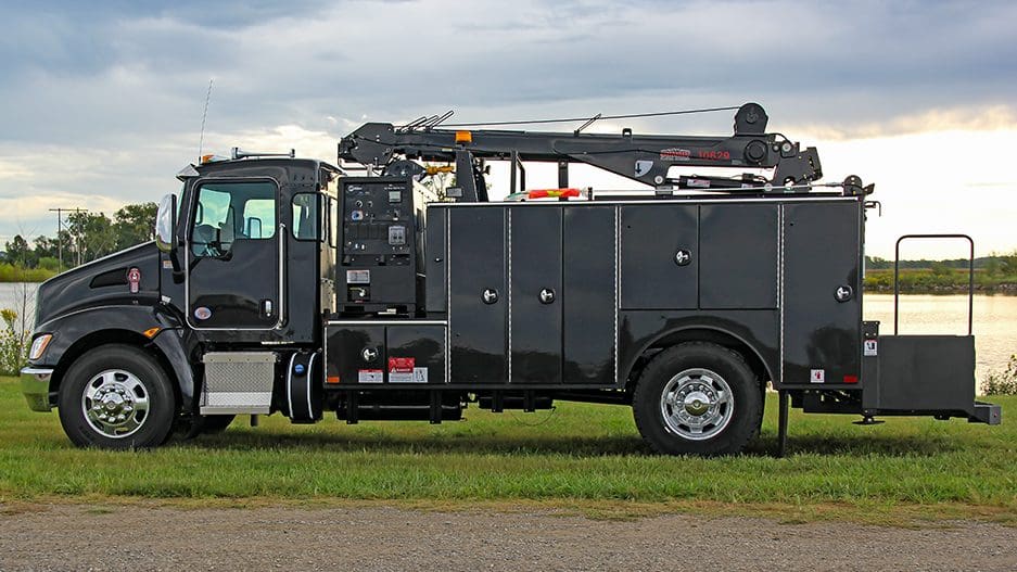 welding service truck with custom welder storage