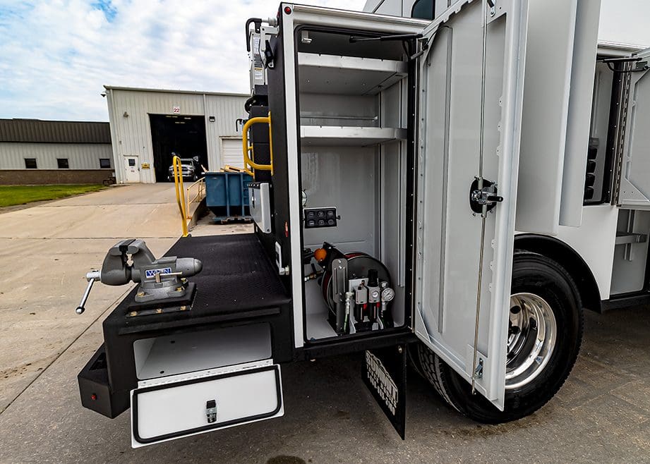 air reel for canopy service truck