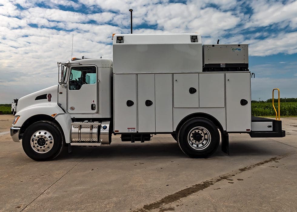 driver's side summit canopy truck body with custom bumper