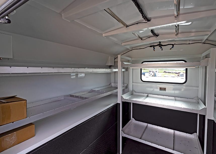 shelves with dividers for canopy body interior