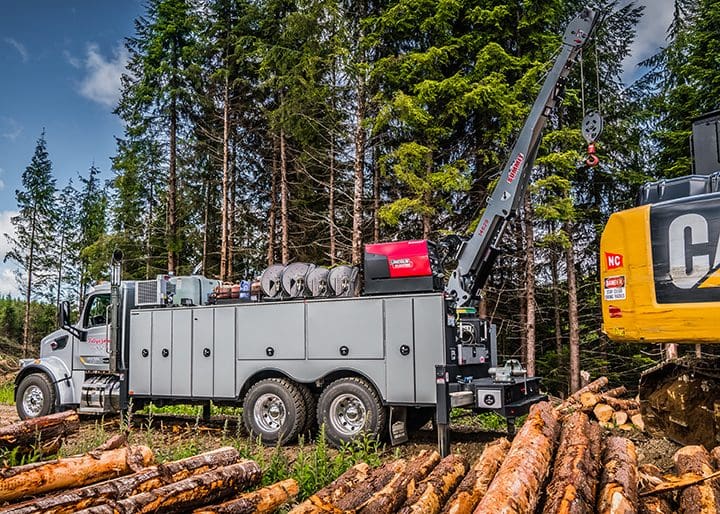 Forestry Truck Body - Dilley & Soloman Logging Co mobile service crane extended, mobile service crane