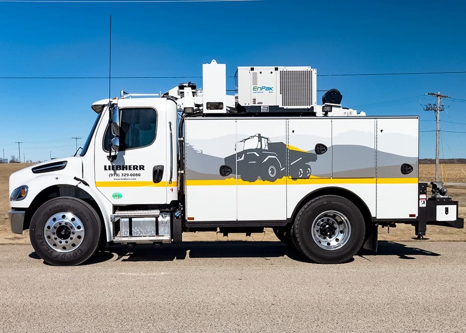drivers side Liebherr service truck