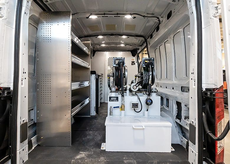 Ford transit upfit interior from rear doors