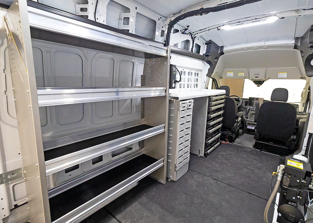 commercial van shelving and work bench